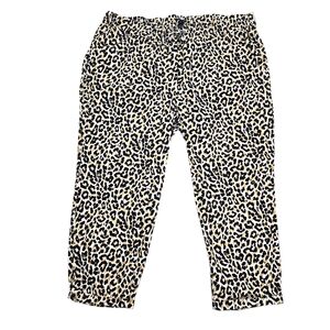 J.Crew Leopard Linen Cotton Drawstring Pants Ankle Pull On Pockets Size 22